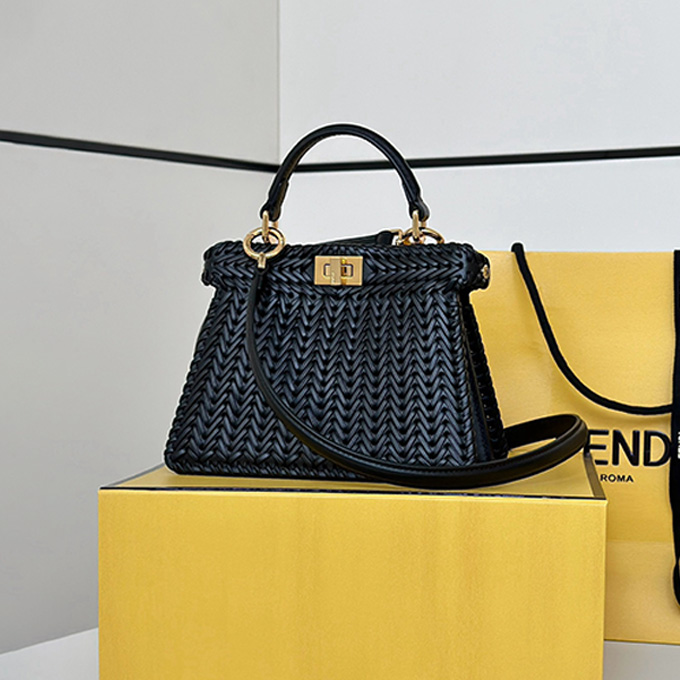 fendi peekaboo iseeu woven leather top handle handbag
